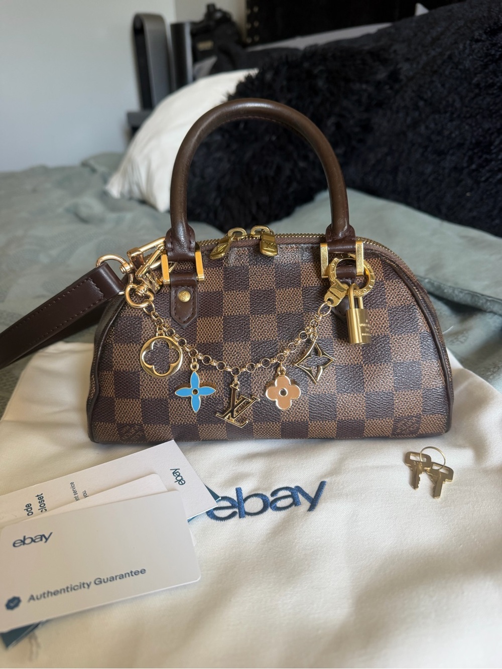 Louis Vuitton Brown Damier Ebene Mini Handbag Authentic